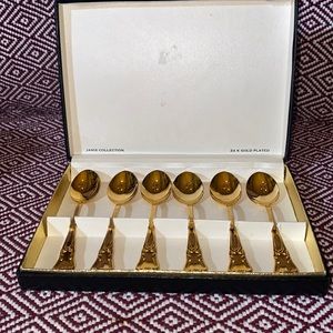 Vintage Janice Collection 24k Gold Plated Spoons Made in Sweden a Set of 6